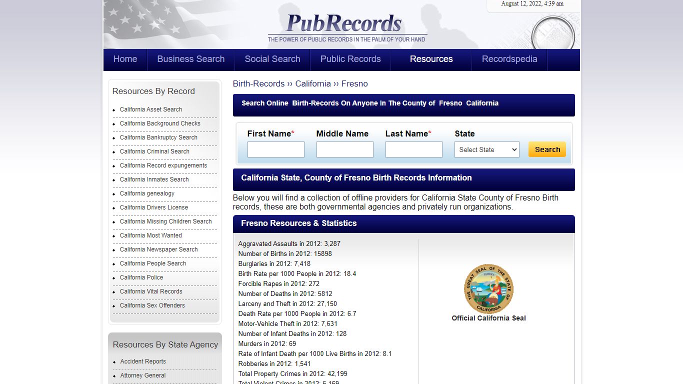 Fresno County, California Birth Records